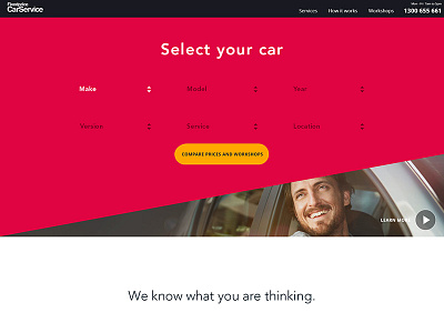 Fixed Price Car Service booking car filters form homepage mechanics service startup ui website workshops