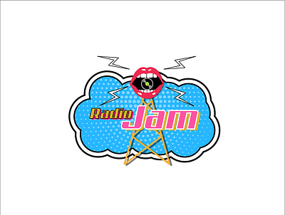 Logo Pop-Art. Radio Jam branding design flat label logo logotype