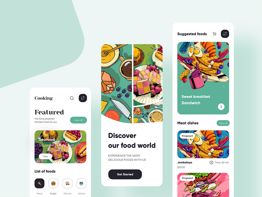 Food delivery app by QClay on Dribbble