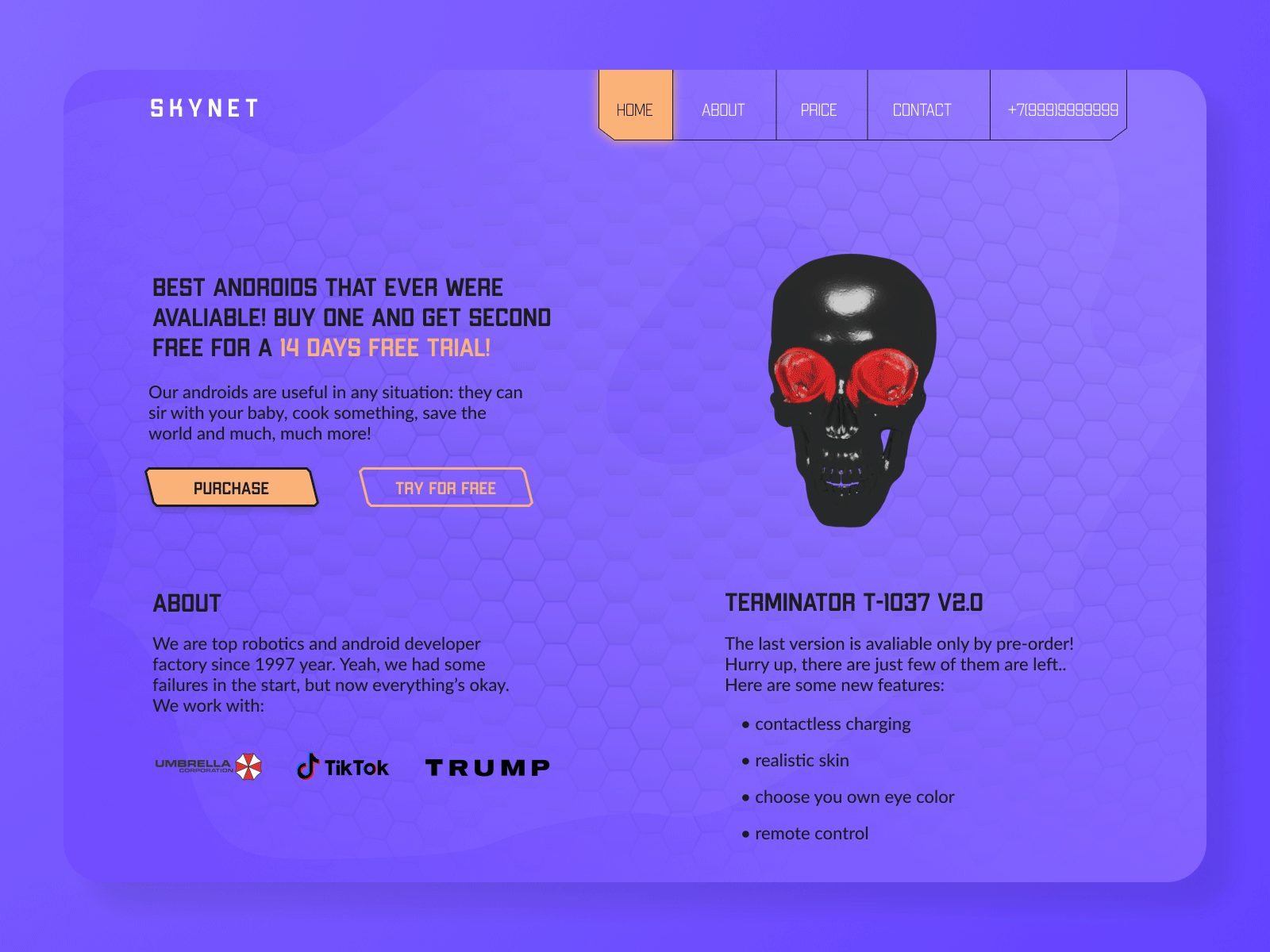 SKYNET animation design interface ui website