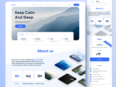 Landing page for mobile app animation branding design insomnia interface landing page minimal ui webdesign website