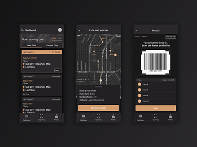 Driver's Mobile App - Logistics Industry android app business cargo dark mode delivery design figma logistics logistics app mobile mobile app tracking app uber ui uidesign userexperience userinterface ux uxdesign