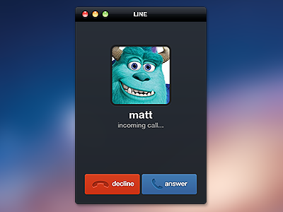 Incoming Call UI app black button call flat mac profile simple ui ux video voip