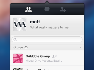 main list ui app application clean flat friends group interface list mac message popup simple ui