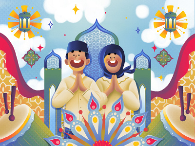 🕌Ramadhan Mubarak🕌 art artwork bright character design design digital art digital illustration greetings happy fasting illustration photoshop ramadan kareem ramadhan ramadhan mubarak