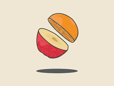 Halfway apple art design doodle flat fruit half illustration illustrator line art lineart minimal orange slice vector