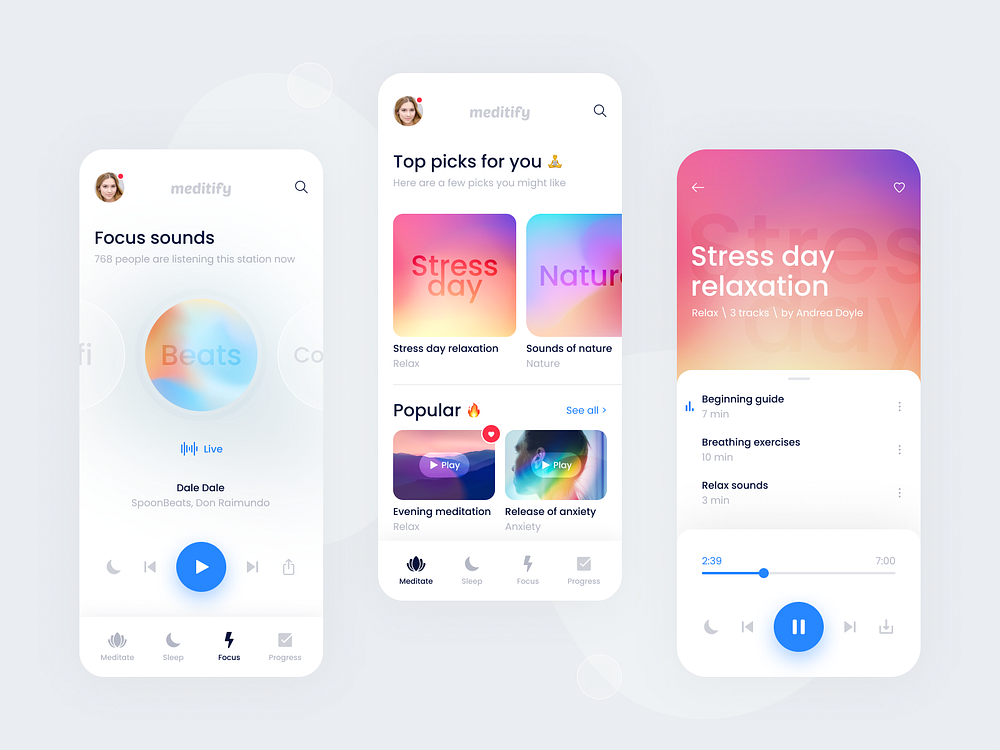 Meditify – Meditation Mobile App by Nikita Gulak for Fireart Studio on ...