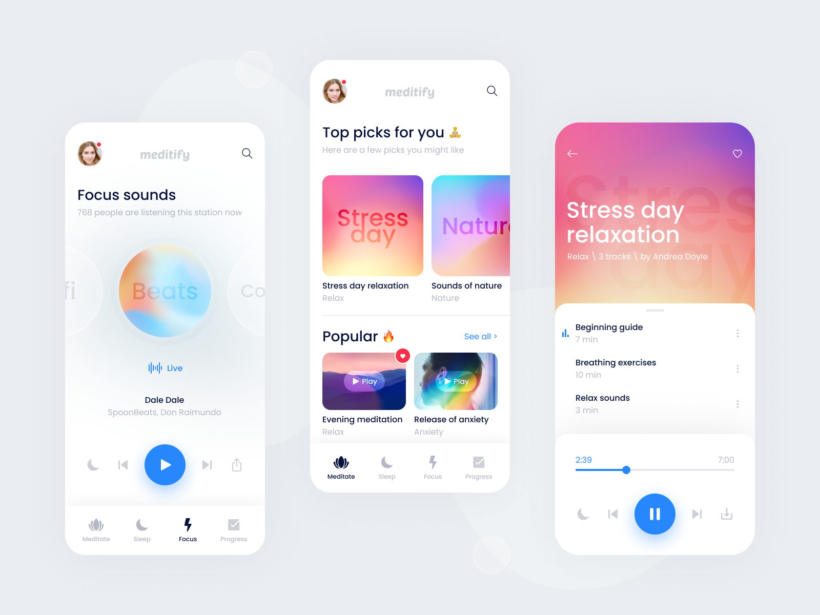 Meditify Meditation Mobile App by Nikita Gulak for Fireart Studio on