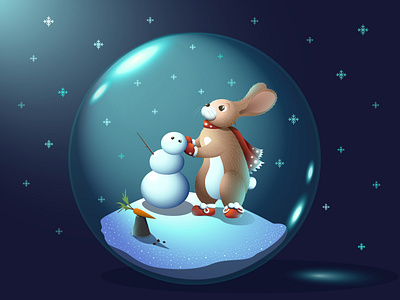 "Snow globe" - Christmas rabbit.