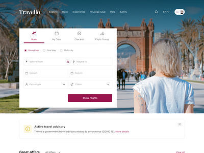 Travello - Online travel booking design travel ui ui ux website