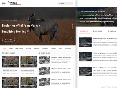 Conservation India Redesign Web Page news ui ux website