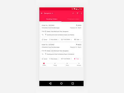 Logistic Order Page mobile app design ui ux