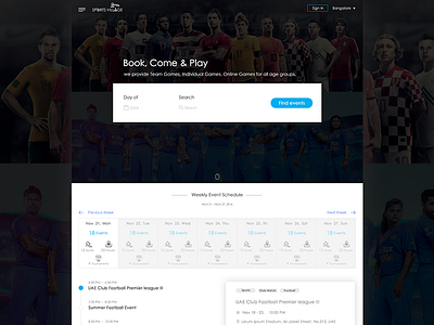 Sports Events events ui ux website