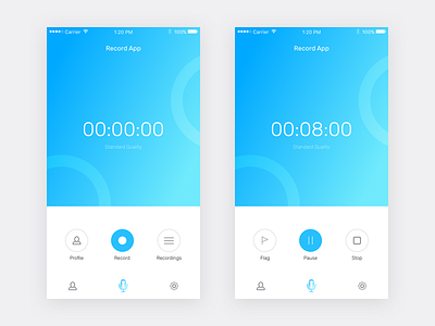 Recording App in app recording ios mobile app ui ux