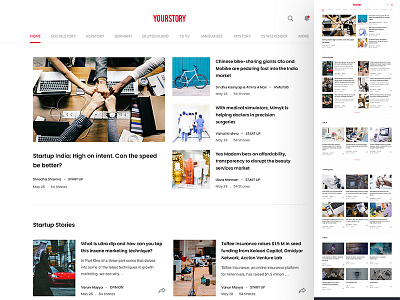 Concept design for Yourstory responsive simple ui ux web website yourstory