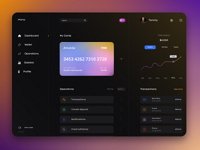 Mama. - Finance Dashboard b2b branding color dark dribble like ui