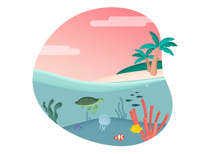 Caribbean after affects animation beach caribbean coral design fish flat design illustration motion graphic palmtree sea vector
