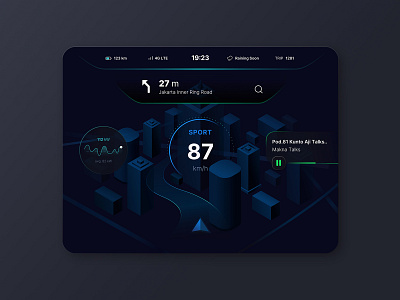 Electric Vehicle Car Driving UI automotive car card clean dark dashboard design electric electric car meter modern music neumorphism skeumorph skeumorphism tesla toolbar ui ux widget