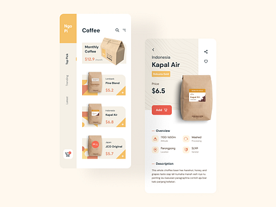 Coffee Shop app coffee coffee bean color colorful delivery ecommerce ios management minimal minimalist mobile modern order playful shop store ui ux white