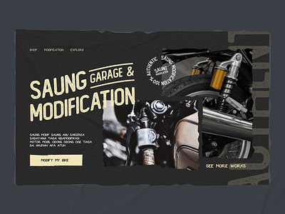 Garage Website Design Hero Landing Page