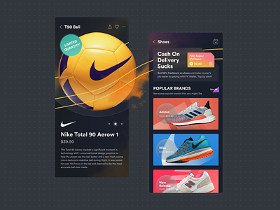 Football Shop - Home and Product Details Page android banner buy card cart clean dark detail page ecommerce fashion football ios mobile modern order product search result sport ui ux