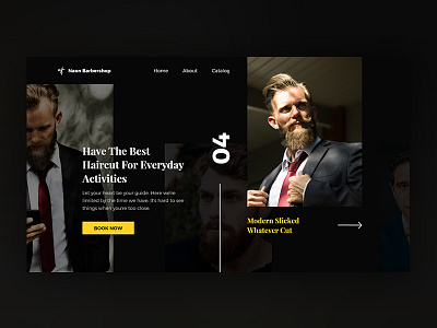 Visual Exploration - Barbershop barber barbershop clean cut dark hair haircut header header design header exploration header image hero landing page modern