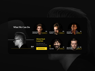 Hair Catalog barber barbershop catalog clean dark dark app home page landing landing page modern product service ui design ui designer ui ux ui ux design user interface ux design ux designer web design