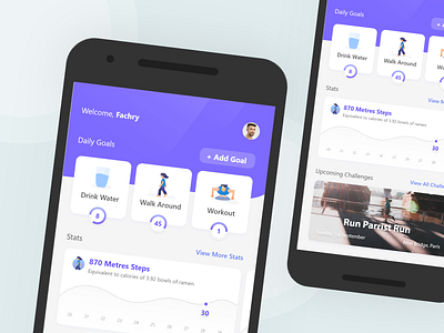 Health and Fitness App blue clean fitness fitness app fitness center health health app healthcare healthy illustration modern product ui ux