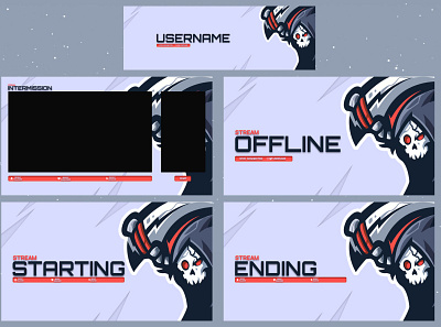 Reaper Stream Pack branding design logo mascot logo overlays stream graphics stream overlays
