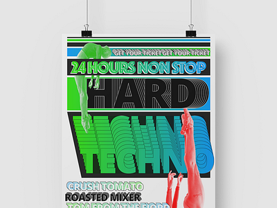 Hard techno design flat illustration poster print print design typography vector