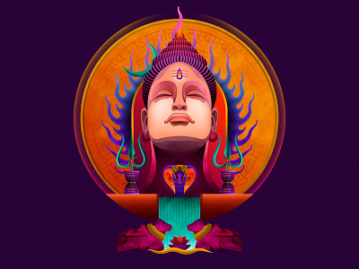 Mahamritjunjaya Mantra Single Cover Illustration cover design illustration mahamritjunjaya mantra music shiva symbolism textures vector