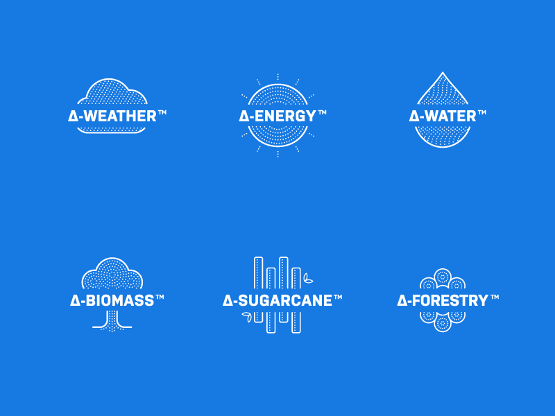 Space Time Analytics Platform Icons weather water sugarcane forestry energy biomass icons space time analytics