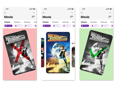 Movie App app design figma mobile movie prototype swipe ui ux