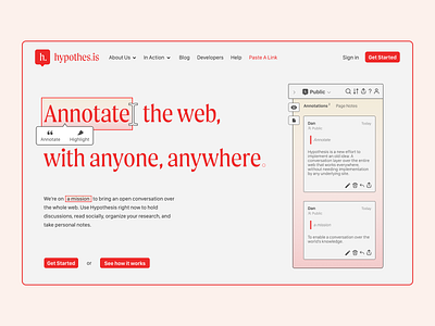 Hypothesis - Landing Page annotate daily ui daily ui challenge dailyui extension figma gradient highlighter hypothesis landing page note taking notes productivity research ui ux web design