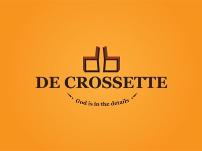 De Crossette brand branding chair furniture god logo text typo