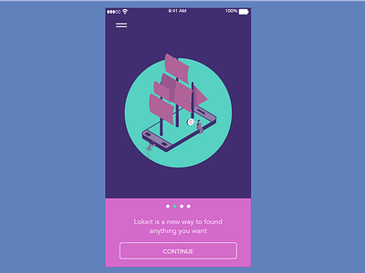 Tutorial screen boat illustration iphone lovefinder mobile app ui