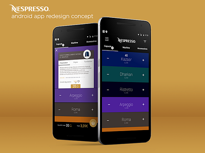 Nespresso android app redesign concept android caffee eshop material design nespresso ui