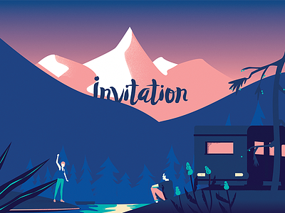 Invitation card invite landscape moutain travel