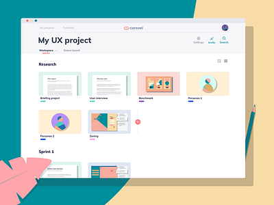 Caravel V2, board page design product interface ui ux ux tool