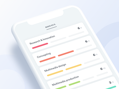 Progress app | detailed list items colorful ios iphone x minimal minimalist progress progress bar progress indicator results ui design