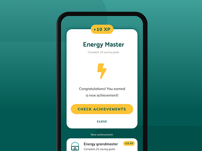 Fuse | Achievement achievement app app design congratulations earned energy energy saving experience fuse ios iphonex ui uidesign uiux