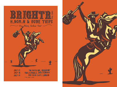 Brightr Cowboy gig poster illustration music poster print