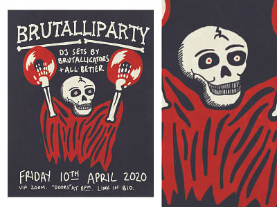Brutalliparty Poster gig poster illustration music poster print procreate record skull