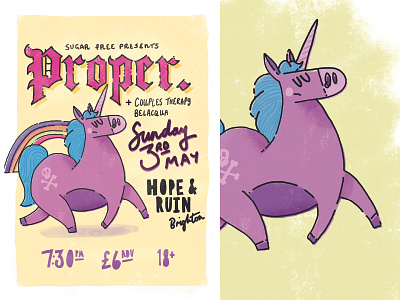 Proper Poster gig poster illustration music poster procreate unicorn