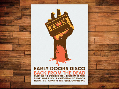 Clubnight Poster - Early Doors Disco - Back From The Dead earlydoorsdisco illustration indie poster screen printing