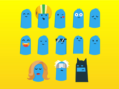 The many faces of Frank adele alien batman blue guy character doc illustration memrise