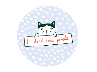 I don't like people awkward cat illustration people