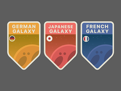 Galaxy Badges badge galaxy illustration languages memrise planets stars