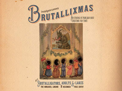 Brutallixmas 2018 burnt christmas demon gig poster music poster old poster
