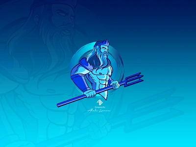 poseidon illustration logo vector